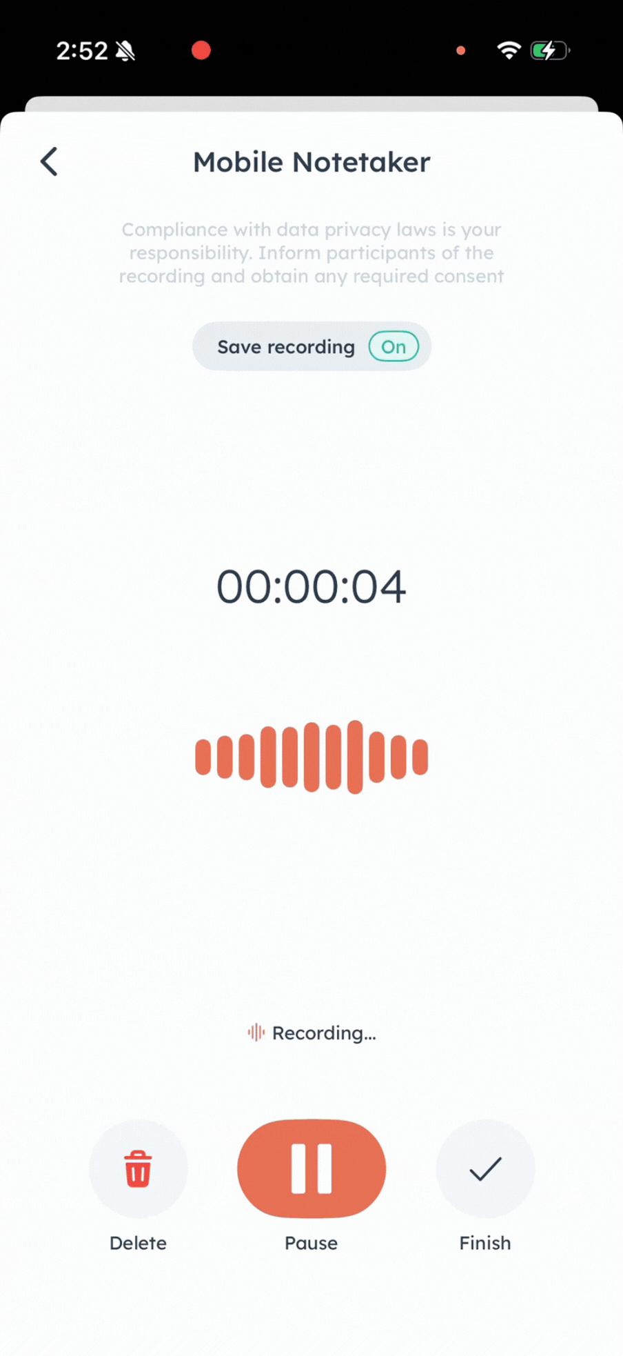 Walking through how to use HubSpot Mobile Notetaker in HubSpot mobile app