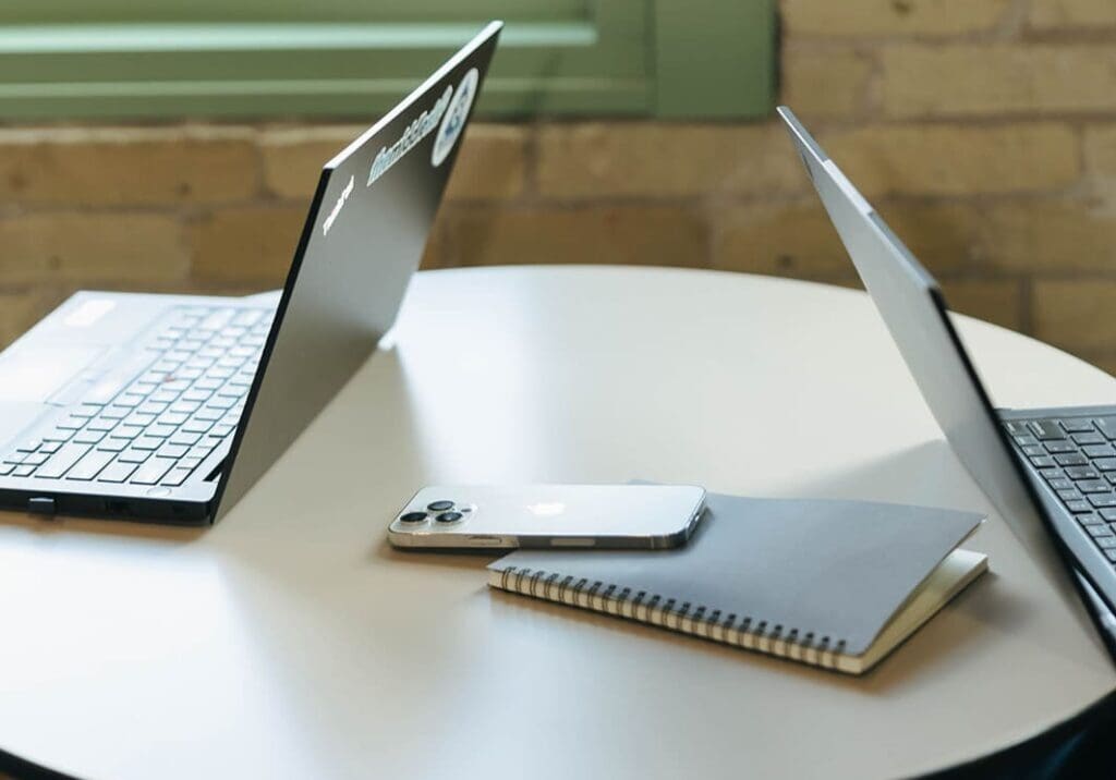 computers on a table