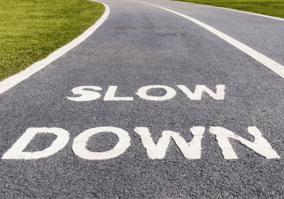 Sales process best practices illustrated by a running track labeled &ldquo;slow&rdquo; to represent pacing the sales process instead of rushing to close